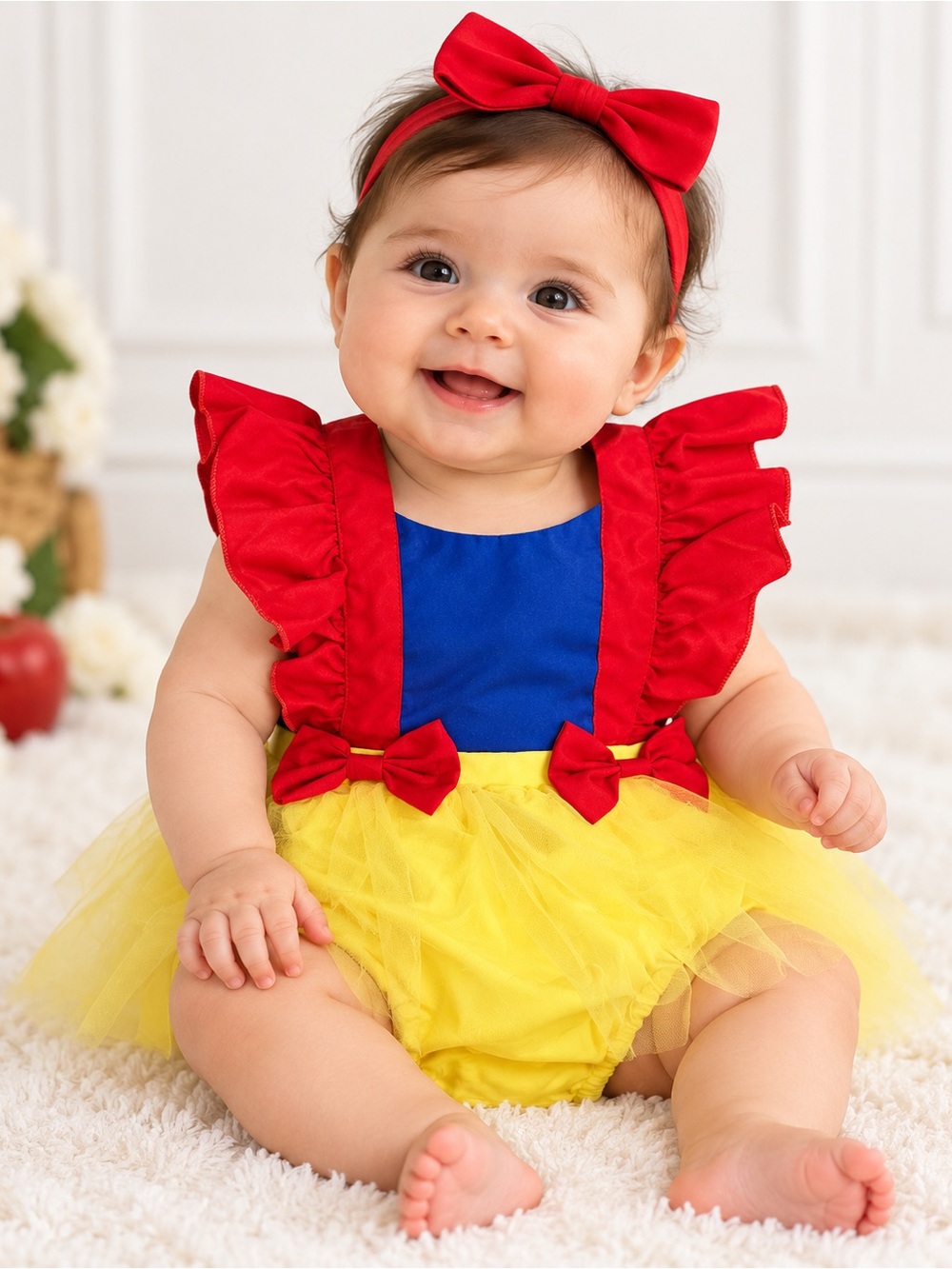 Snow White Inspired Baby Princess Halloween Costume Romper Size 3–6 Months